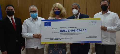 Gobierno dominicano recibe RD$303 millones de la Unión Europea como apoyo al presupuesto nacional